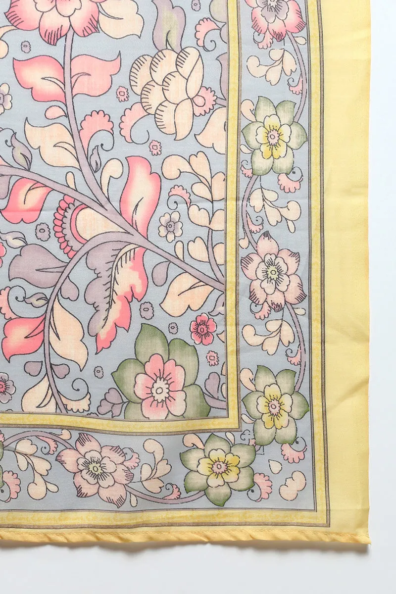 Rayon Yellow Printed Straight Kurta Pant With Dupatta