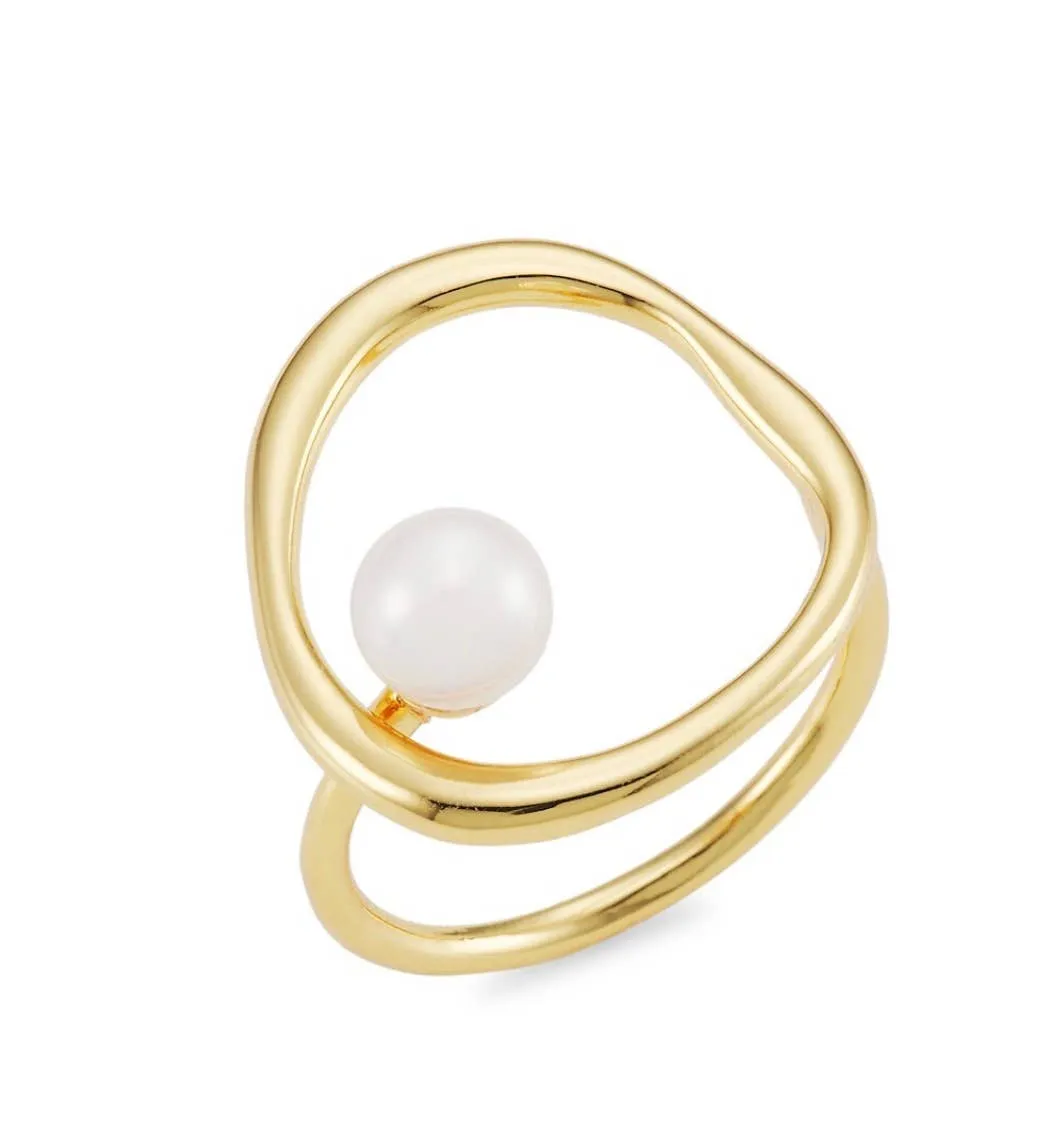 Ring- Sculptural Pearl Steel