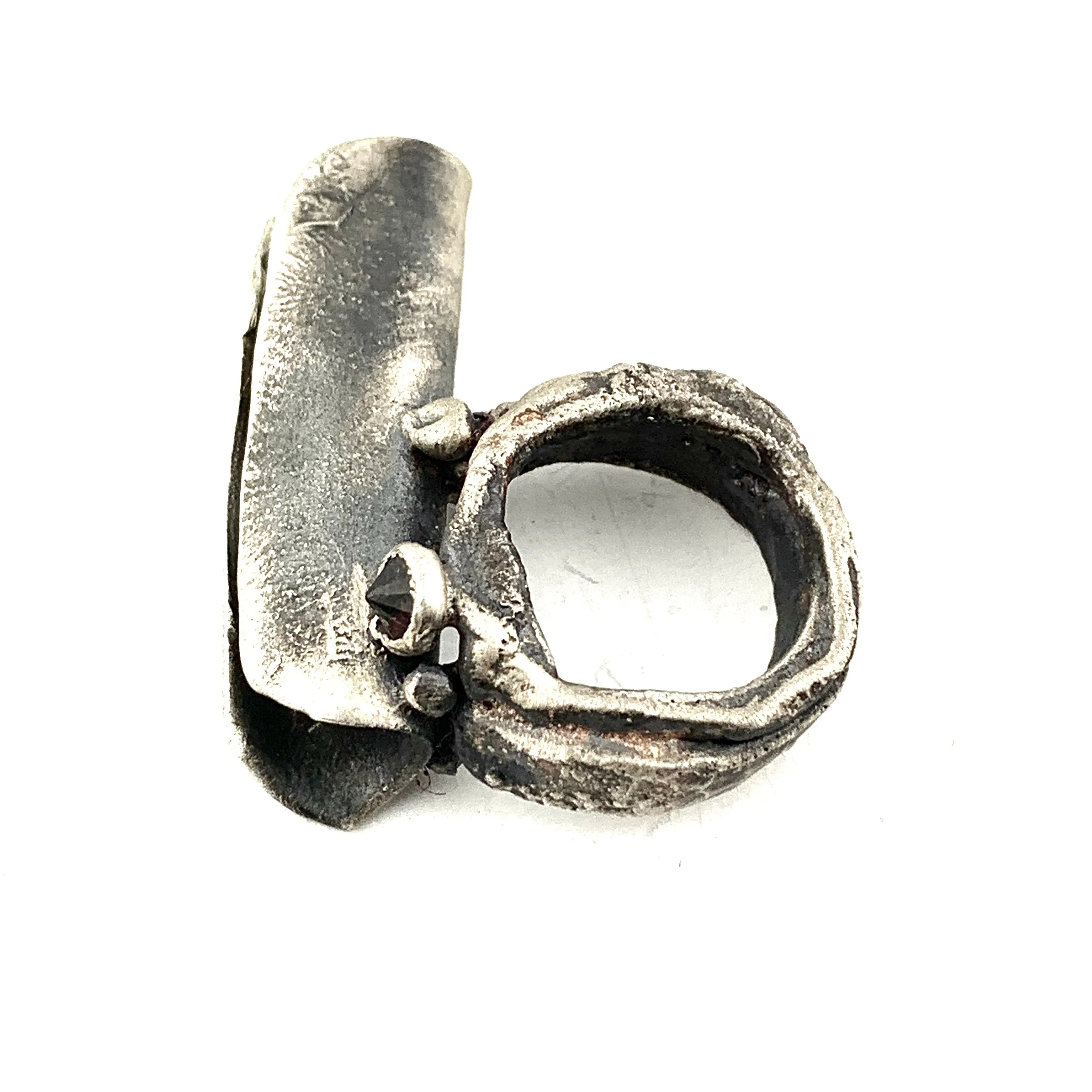 Sculptural Ring with Garnet