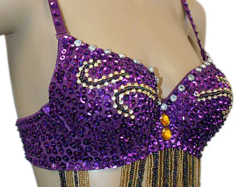 Sexy Chandelier Embellished Sequin Belly Dance Bra Top