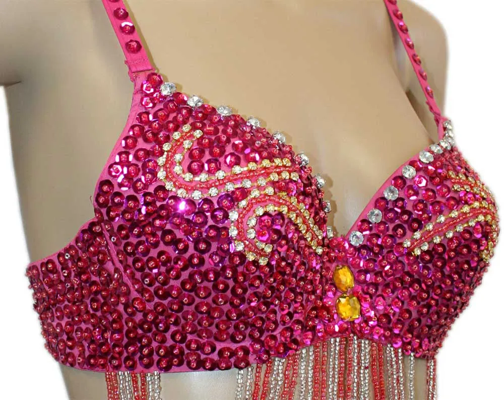 Sexy Chandelier Embellished Sequin Belly Dance Bra Top