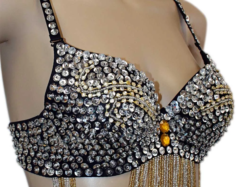 Sexy Chandelier Embellished Sequin Belly Dance Bra Top