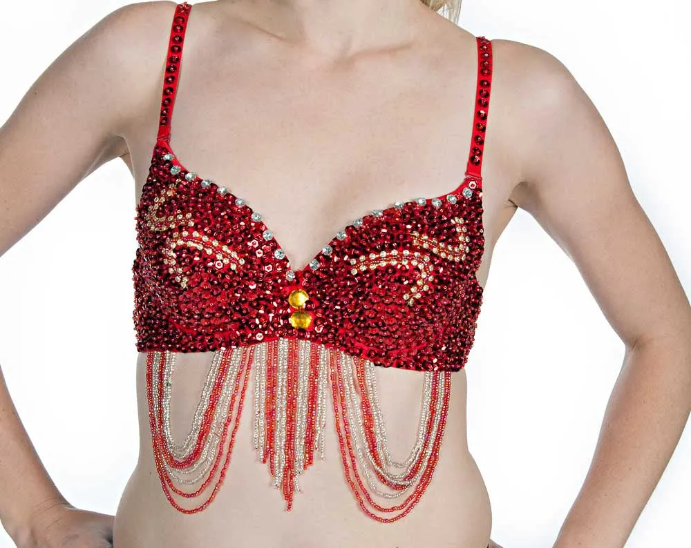 Sexy Chandelier Embellished Sequin Belly Dance Bra Top