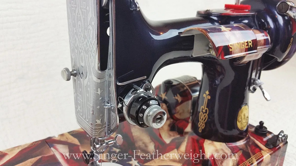 Singer Featherweight 221 Sewing Machine, PATRIOTIC One-Of-A-Kind Specialty - Painted