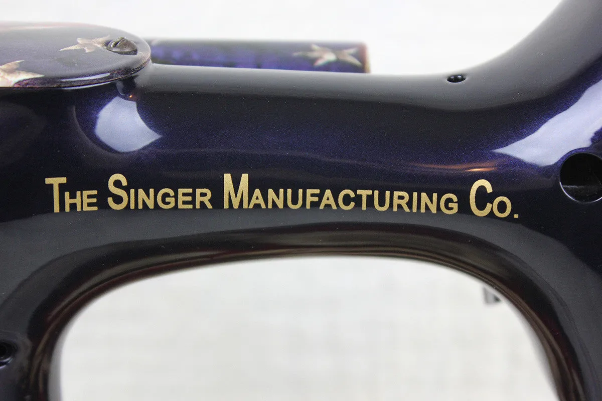 Singer Featherweight 221 Sewing Machine, PATRIOTIC One-Of-A-Kind Specialty - Painted