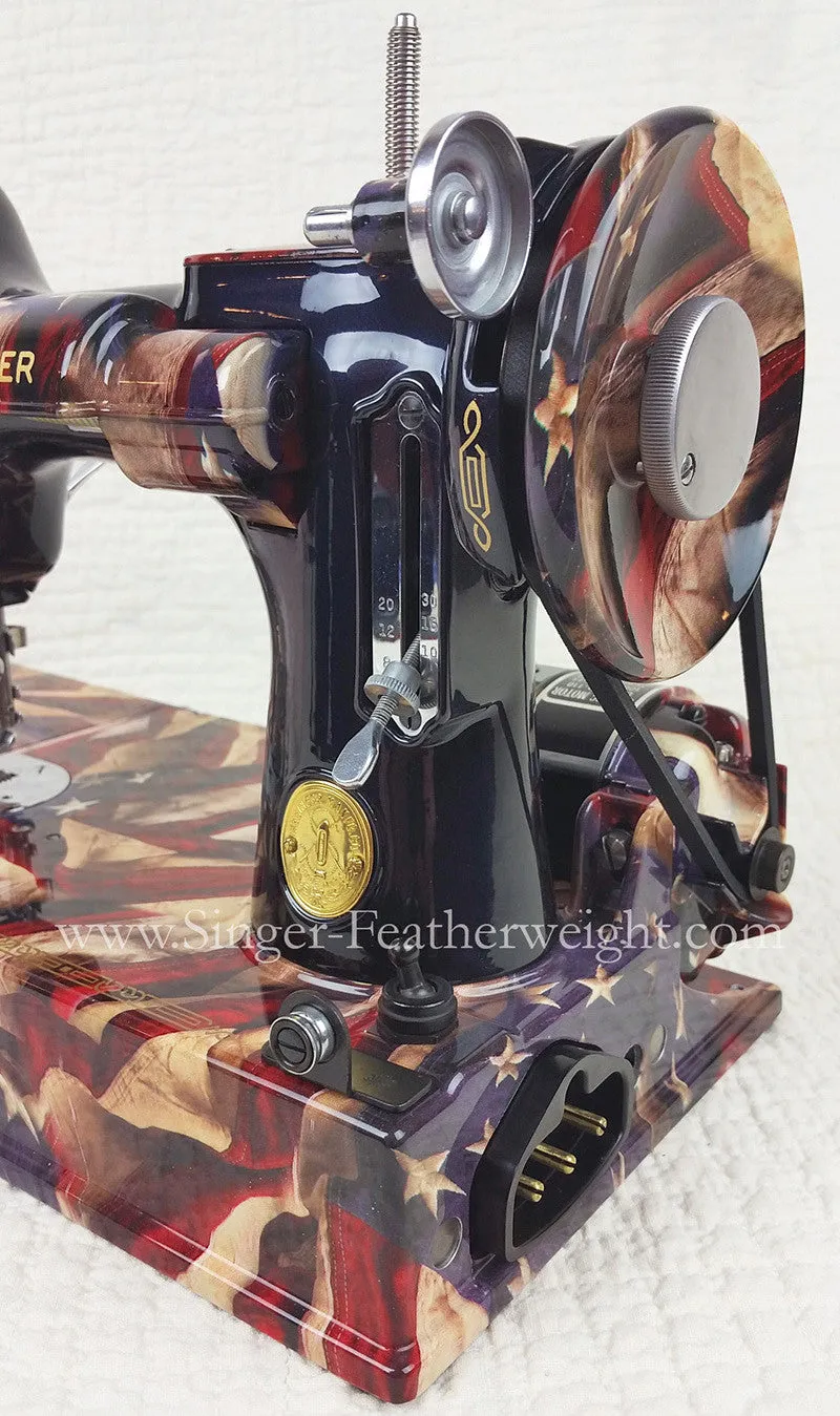 Singer Featherweight 221 Sewing Machine, PATRIOTIC One-Of-A-Kind Specialty - Painted