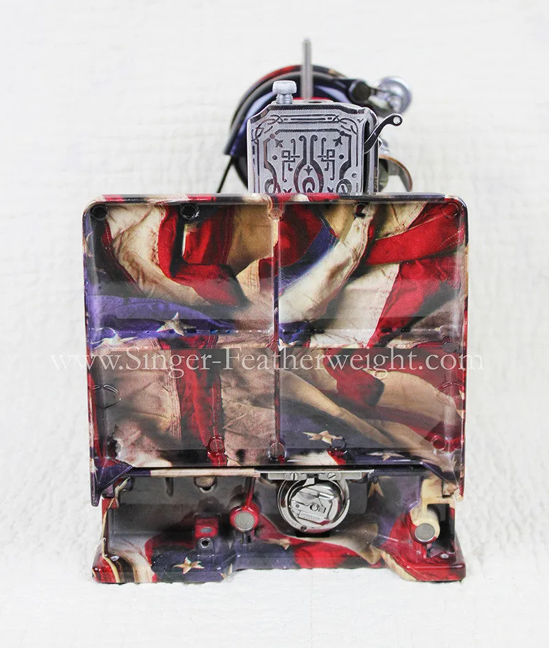 Singer Featherweight 221 Sewing Machine, PATRIOTIC One-Of-A-Kind Specialty - Painted