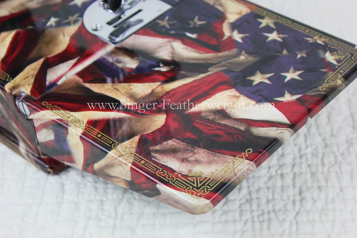 Singer Featherweight 221 Sewing Machine, PATRIOTIC One-Of-A-Kind Specialty - Painted