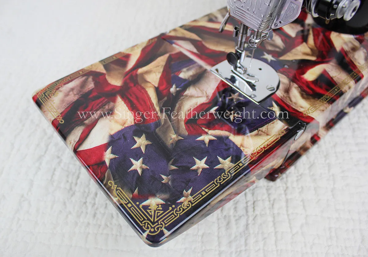 Singer Featherweight 221 Sewing Machine, PATRIOTIC One-Of-A-Kind Specialty - Painted