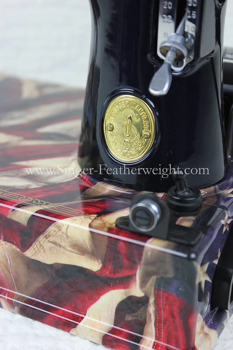 Singer Featherweight 221 Sewing Machine, PATRIOTIC One-Of-A-Kind Specialty - Painted