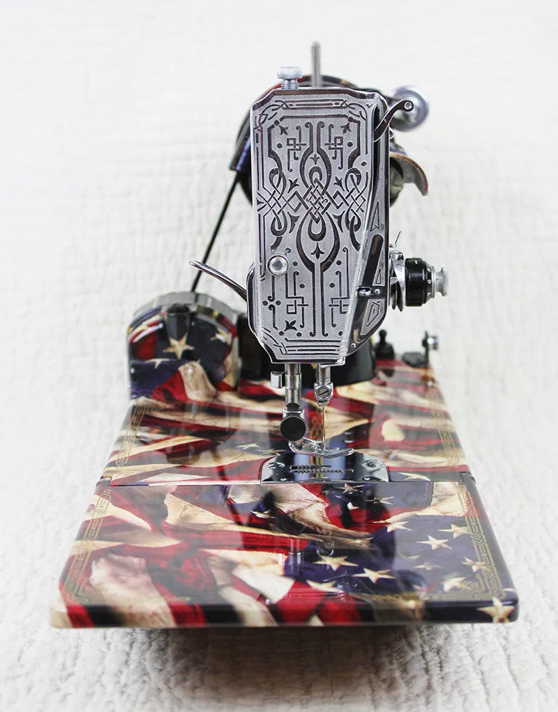 Singer Featherweight 221 Sewing Machine, PATRIOTIC One-Of-A-Kind Specialty - Painted