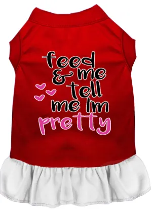 Tell Me I'm Pretty Screen Print Dog Dress Red With White Xxl (18)