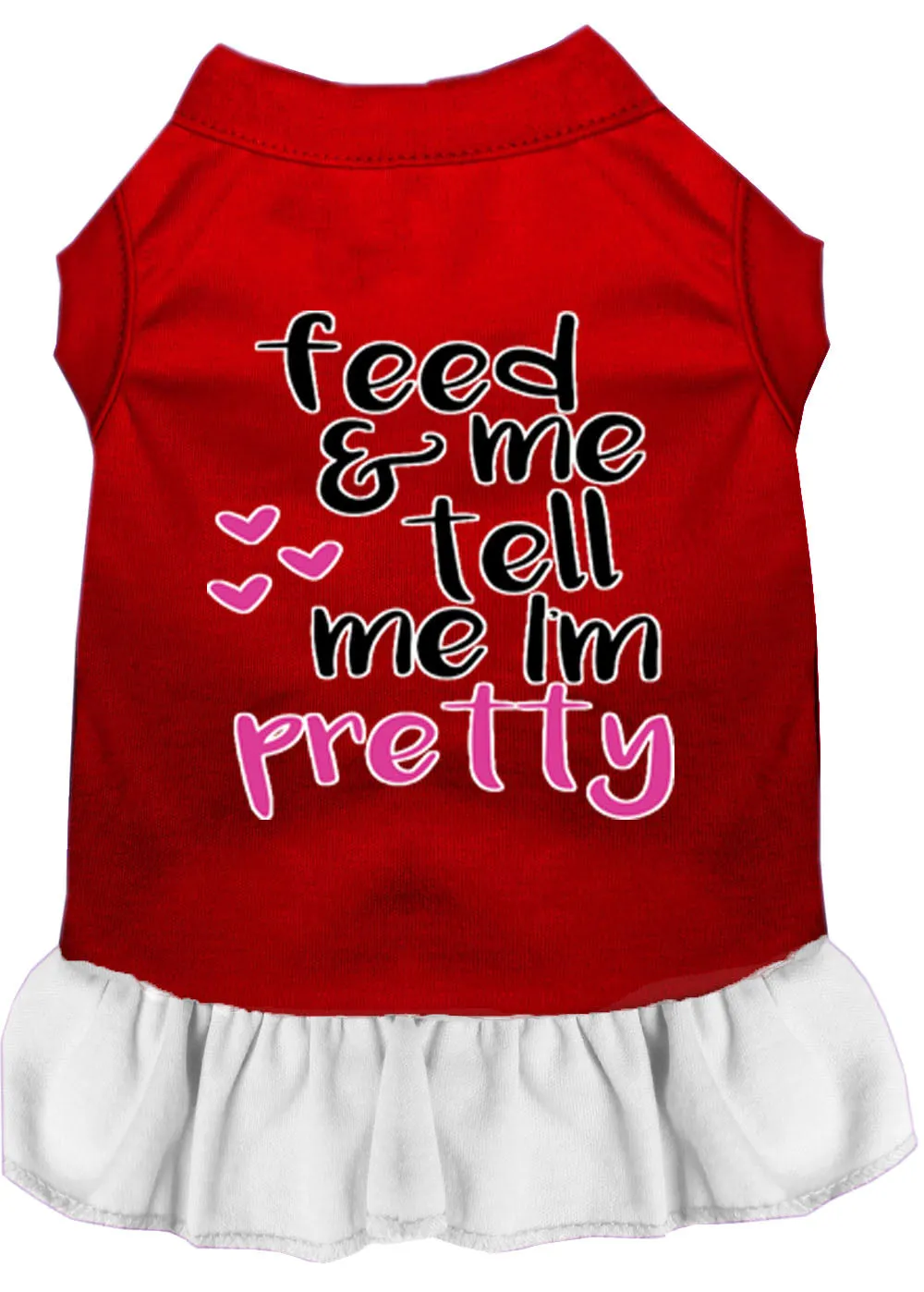 Tell Me I'm Pretty Screen Print Dog Dress Red With White Xxl (18)