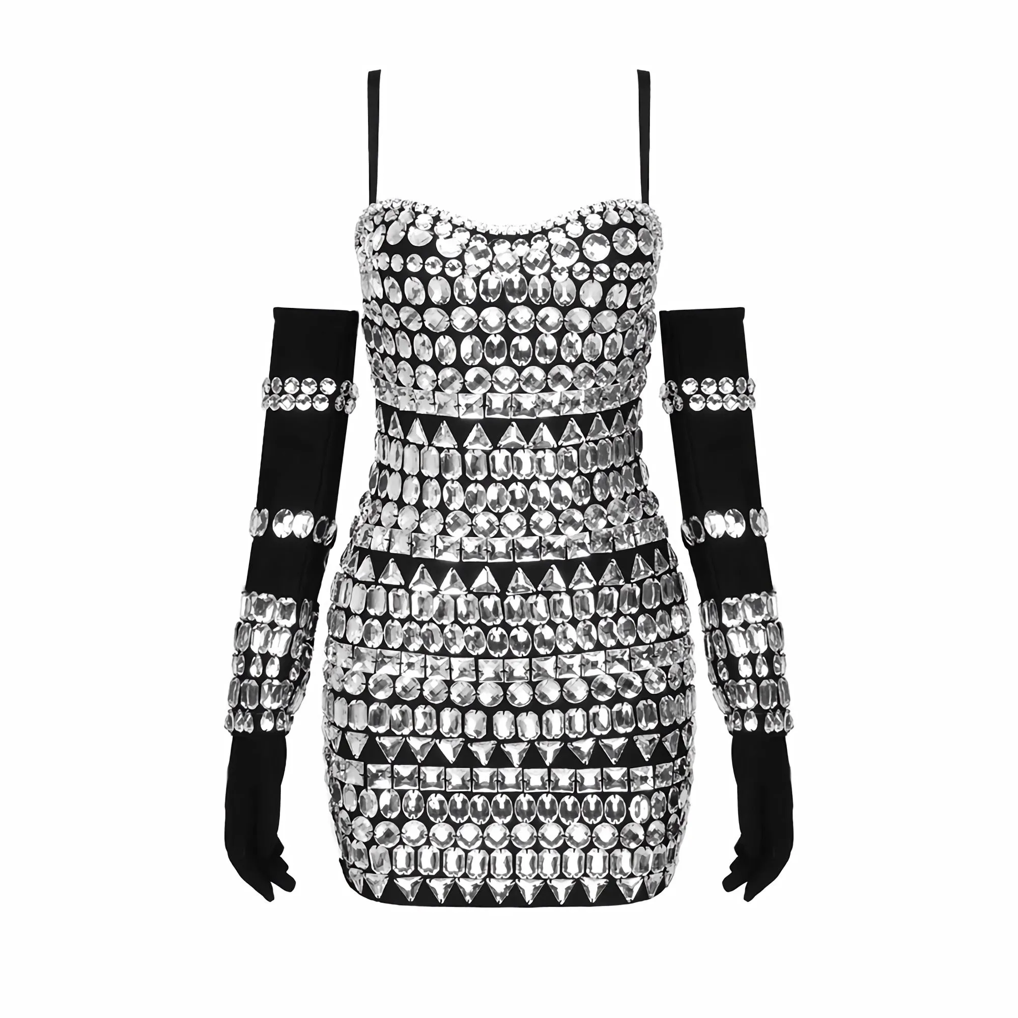 Trendy Beaded Bandage Crystal Embellished Dress