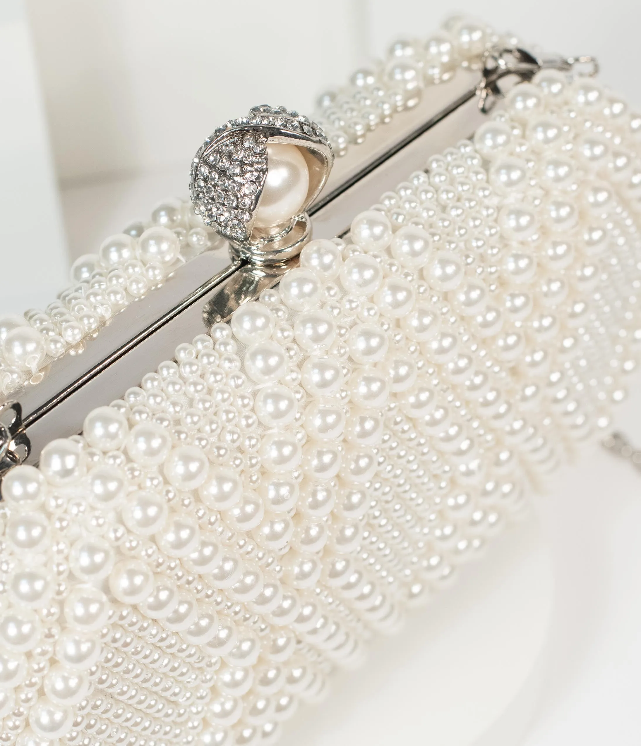 Unique Vintage Ivory Pearl Hard Clutch
