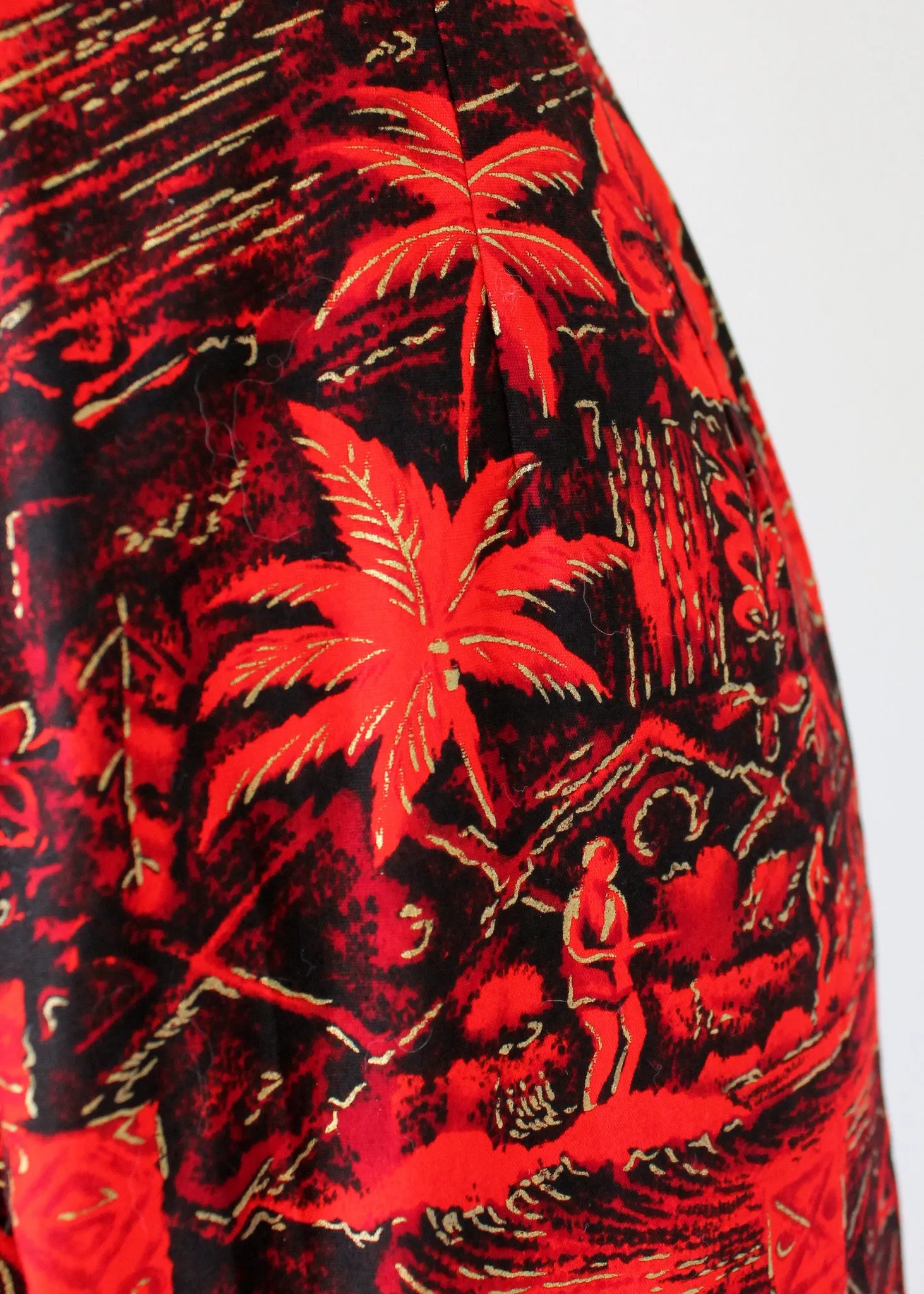 Vintage 1950s Tiki Print Cotton Jumpsuit