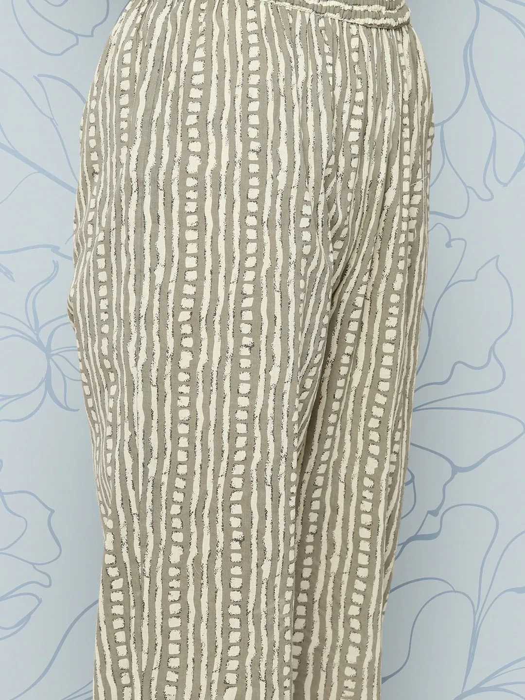 Women Floral Embroidered Sequinned Pure Cotton Kurta With Trousers & With Dupatta