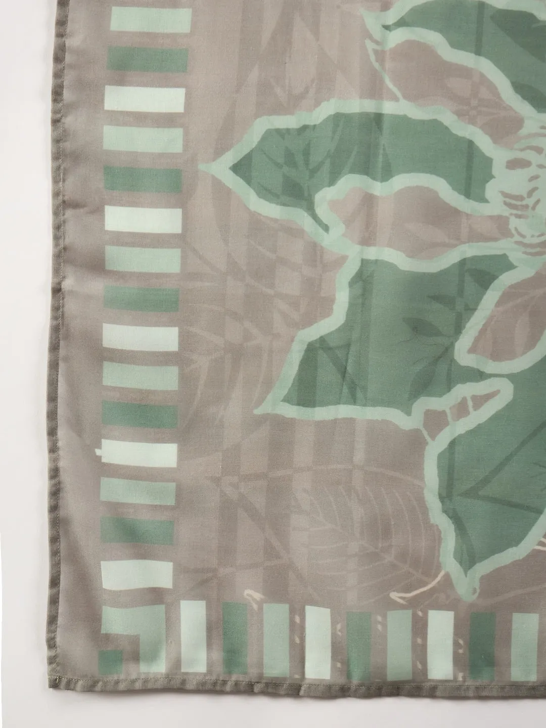 Women Green Silk Blend Abstract Printed Straight Kurta Trouser With Dupatta