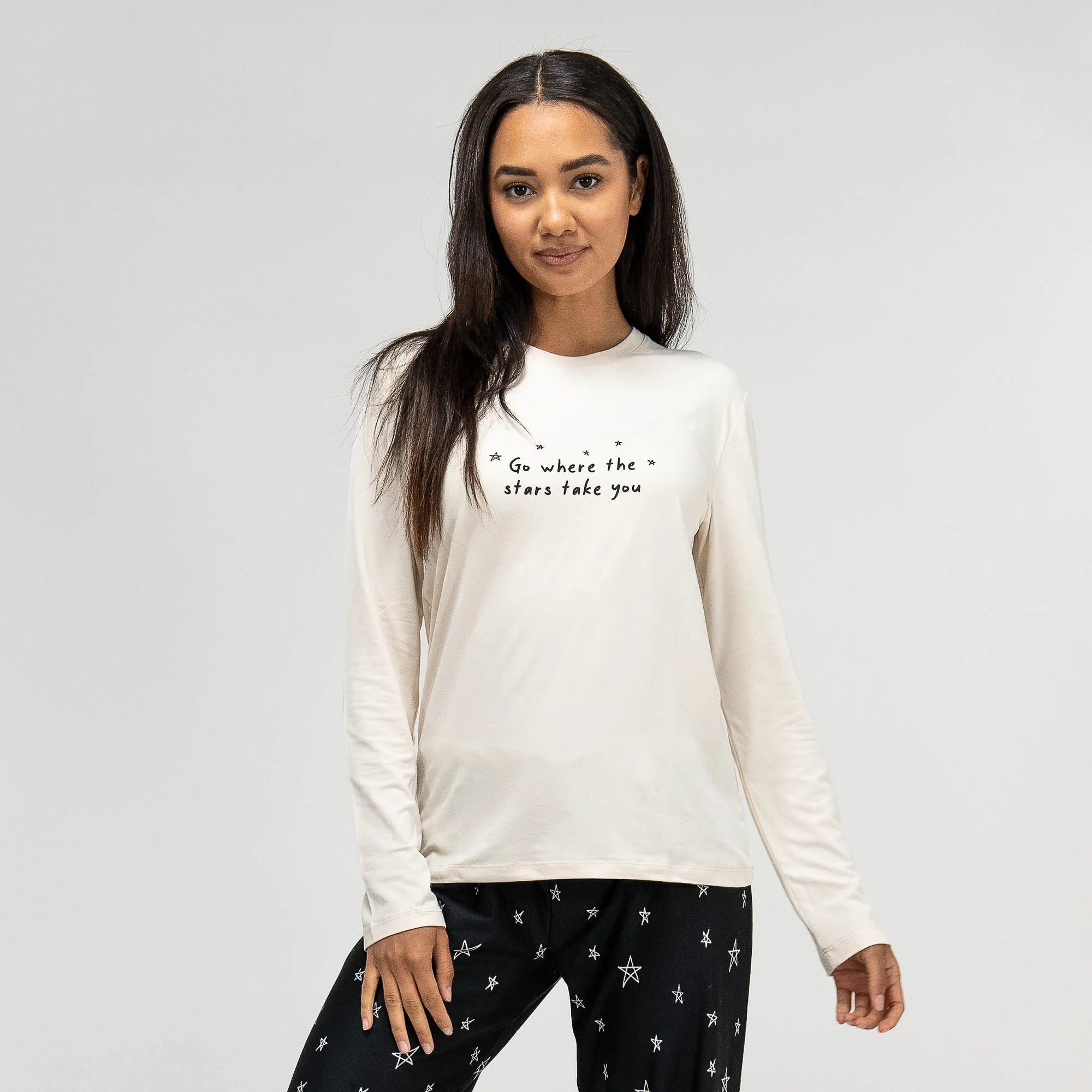 Women's Stars Slogan Jersey Pyjamas