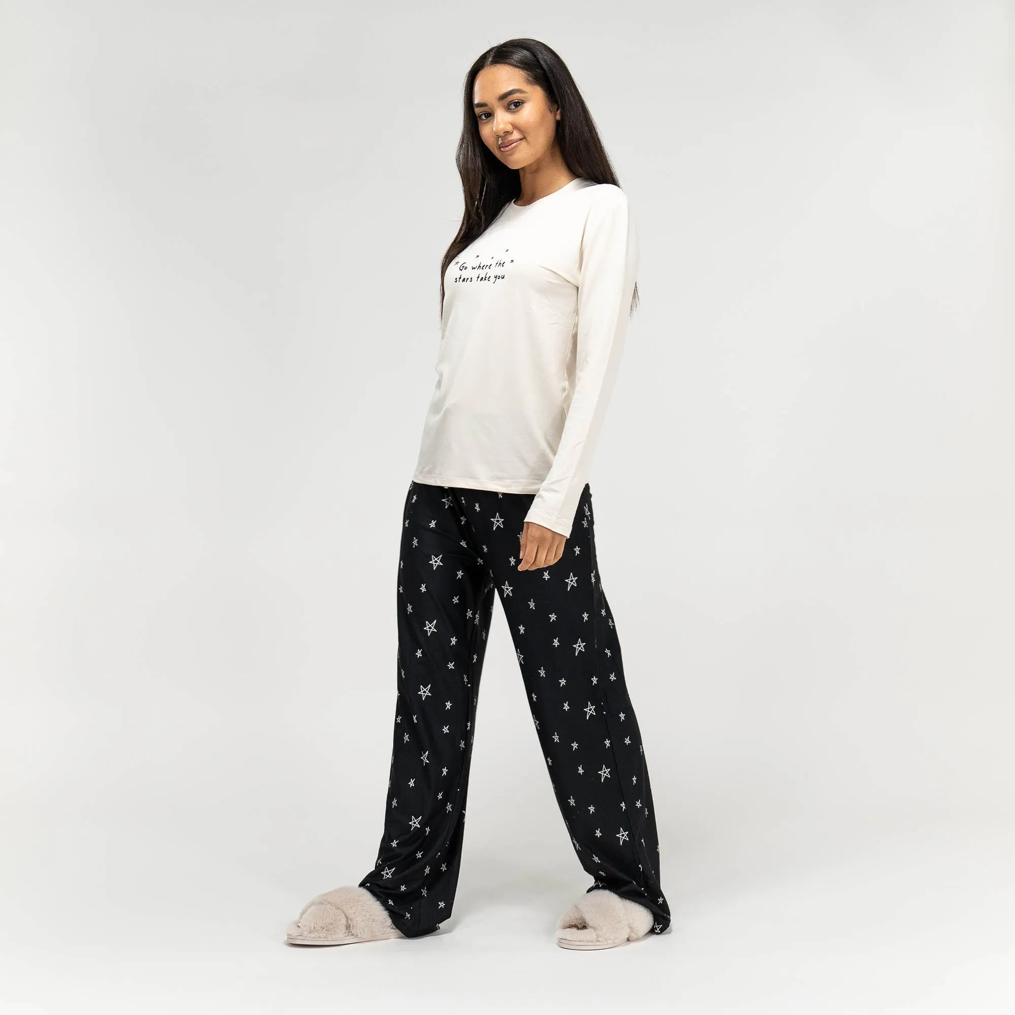 Women's Stars Slogan Jersey Pyjamas