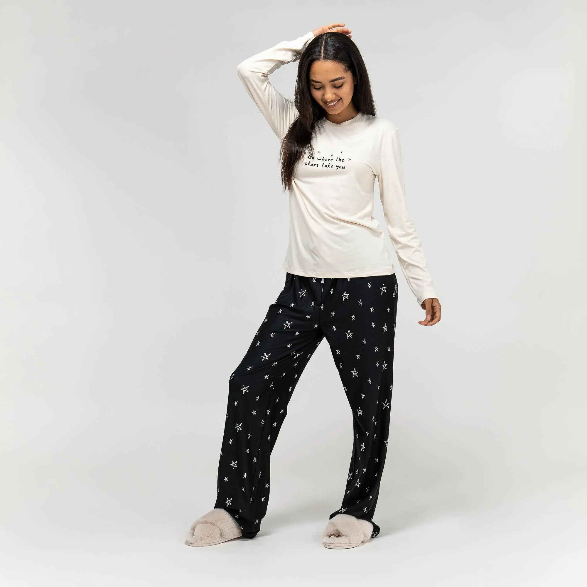 Women's Stars Slogan Jersey Pyjamas