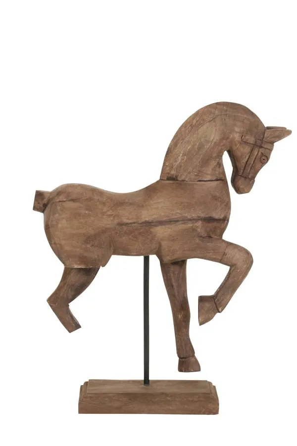 Wooden Horse Ornament - Weathered Brown